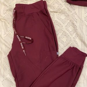 Burgundy scrub joggers